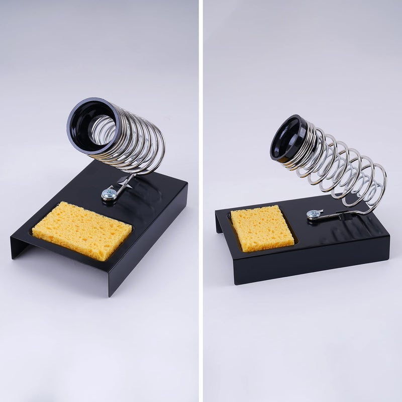 Noah 2-in-1 Soldering Iron Holder with Sponge, Soft sponge Tip Cleaner Kit, Heavy Metal Base, Black - Image 2